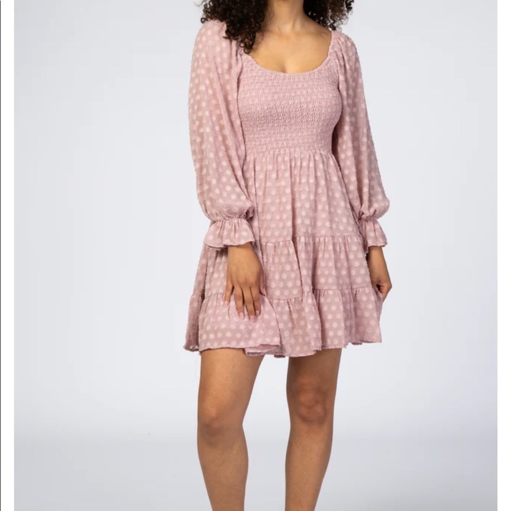 PINKBLUSH Mauve Smocked Dress Size Large 12/14 NWOT
